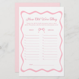 Lámina Coquette rosa Bow Bridal Shower adivina juego de l