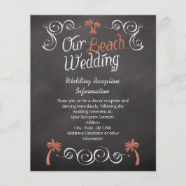Lámina Coral Chalkboard Beach Wedding Recepción Insertar