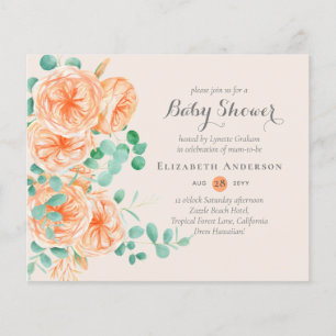 Lámina Coral Mint Floral Baby Shower Invita al PRESUPUEST