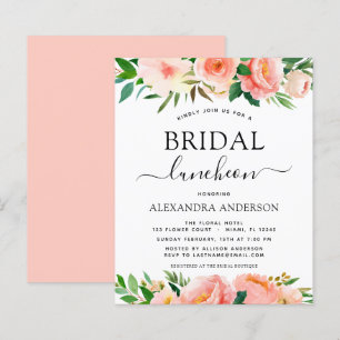 Lámina Coral Peach Floral Bridal Shower Luncheon
