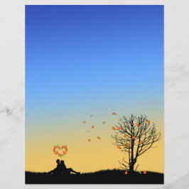 Lámina Corazón en forma de otoño deja pareja