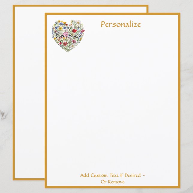 Lámina Corazón floral Bouquet Amor Moda elegante Personal (Anverso / Reverso)