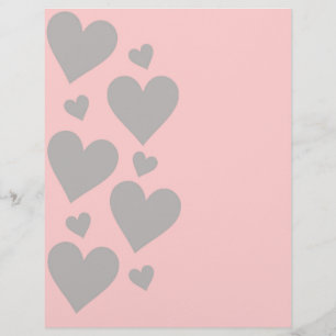 Lámina Corazón gris en un fondo rosado