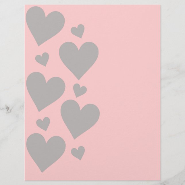 Lámina Corazón gris en un fondo rosado (Anverso)