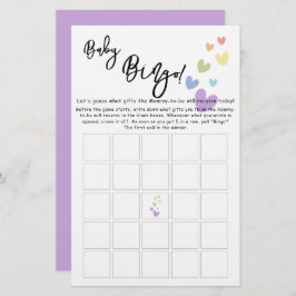 Lámina Corazón lindo y colorido Bebé Bingo Volante de jue