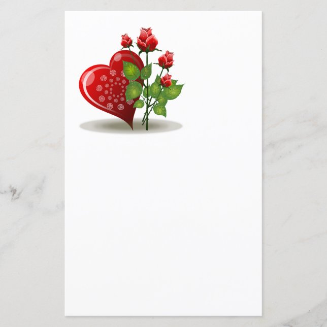 LÁMINA CORAZÓN ROJO DE VALENTINA Y ROSAS ROJAS (Anverso)