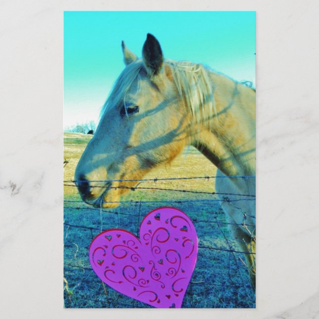 Lámina Corazón rosa y caballo amarillo (Anverso)