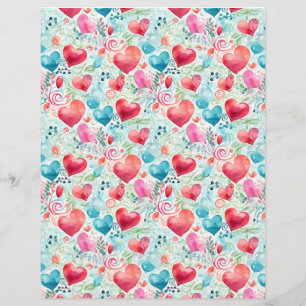 Lámina Corazones 11 Acuarela lindo