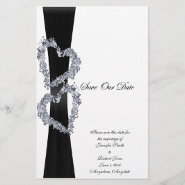 Lámina Corazones brillantes: Cinta negra y corazones de d