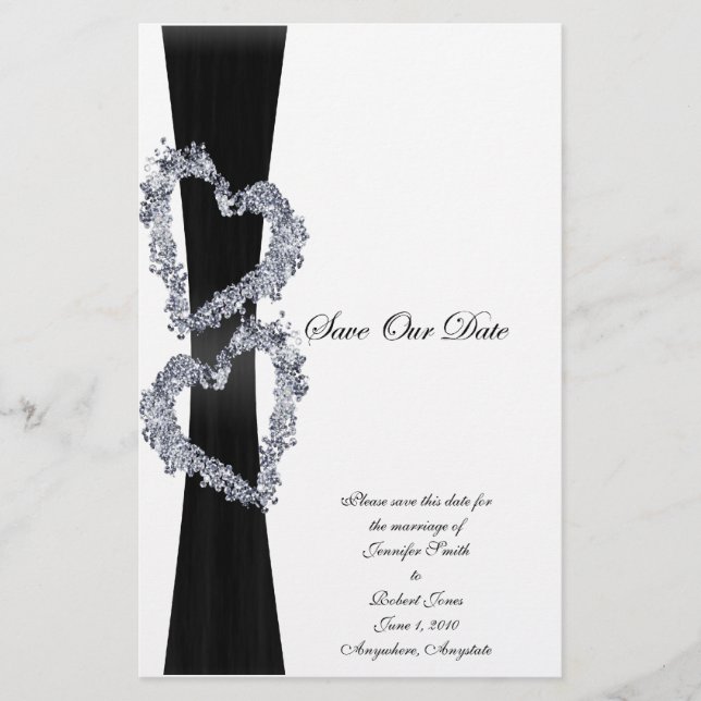 Lámina Corazones brillantes: Cinta negra y corazones de d (Anverso)