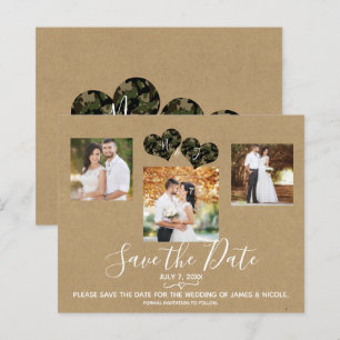 Lámina Corazones de Camuflaje Rústico Foto Boda Salva la 