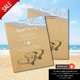 Lámina Corazones de playa tropical presupuestales en duch