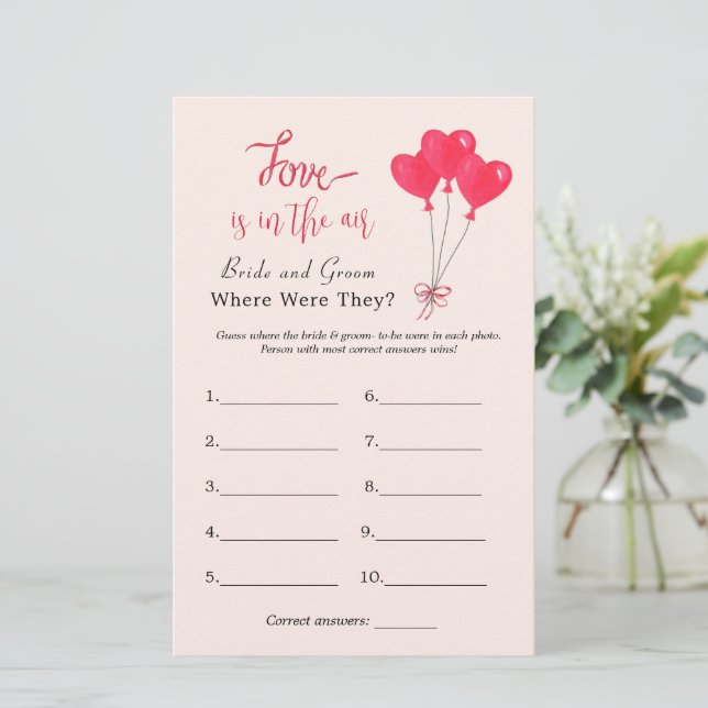 Lámina Corazones "¿Dónde estaban?" Juego de ducha de novi (Anverso de pie)