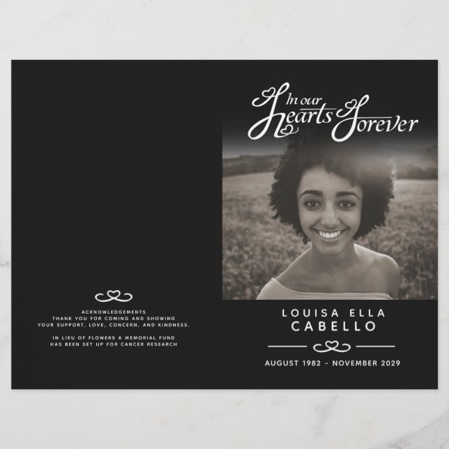 Lámina Corazones para el servicio funerario negro no pleg (Anverso)