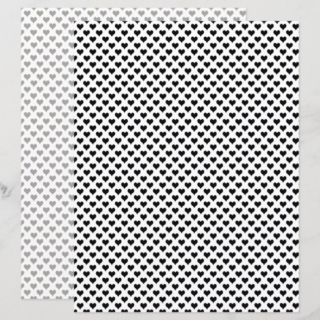 Lámina Corazones pequeños Papel negro de cartón blanco (Anverso / Reverso)