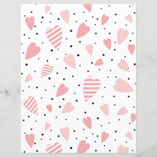 Lámina Corazones rosados puntos de polka negro