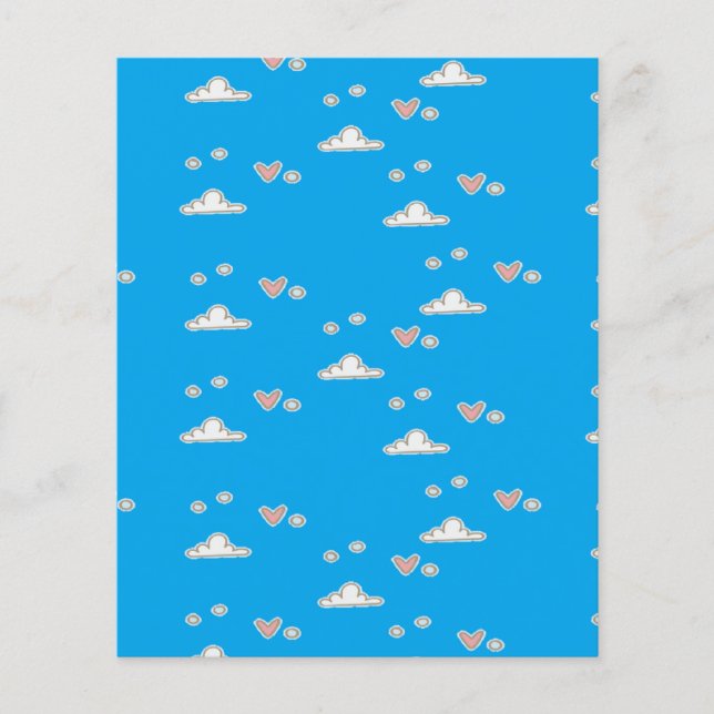 Lámina Corazones y nubes en azul (Anverso)