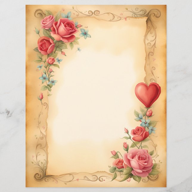 Lámina Corazones y Rosas (Anverso)