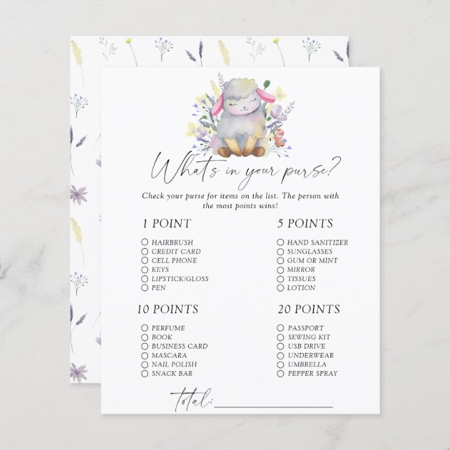 Lámina Cordero - ¿Qué hay en tu juego de bolsos? (Anverso / Reverso)