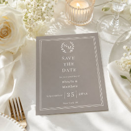 Lámina Corona de monograma Taupe Ivory Save the Date de b