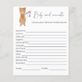 Lámina Correa de palabras del oso | Juego Baby Shower