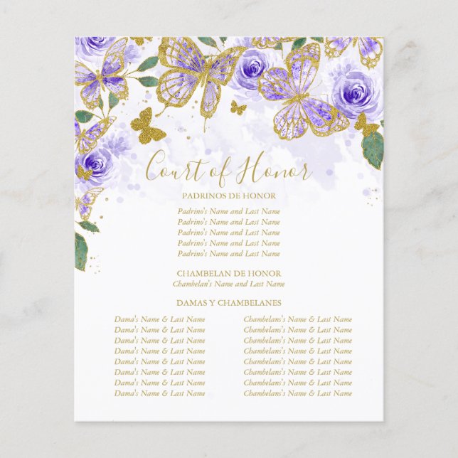 Lámina Corte de Honor de Quinceañera (Anverso)