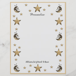 Lámina Cosmic Moon & Stars Black & Gold Personaliza