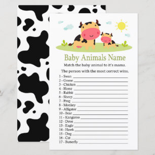 Lámina Cow Baby Animals Name Game
