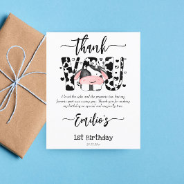 Lámina Cow barnyard cumpleaños fiesta de agradecimiento