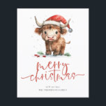 Lámina Cow Highland 2026 Calendario Feliz Navidad<br><div class="desc">Presupuesto Cute Santa Hat Highland Cow 2026 Calendario Feliz Navidad. Un precio económico menor de 4, 5 x 5, 6" y semibrillo de 110 libras, similar en grosor a una postal. Hay UNA por hoja. Atractivo y festivo para sus deseos vacacionales, con este divertido diseño con una dulce vaca de...</div>