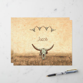 Lámina Cow Skull Brown Country Western Rustic Style