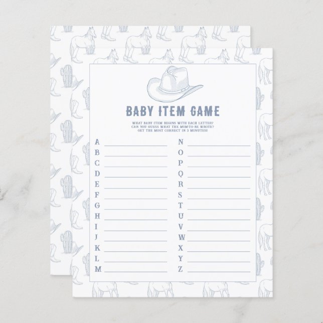 Lámina Cowboy - juego de artículos para bebés. Juego Baby (Anverso / Reverso)