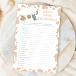 Lámina Cowboy Western Baby Shower Baby Word Scramble Game