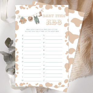 Lámina Cowboy Western Baby Shower Item ABC