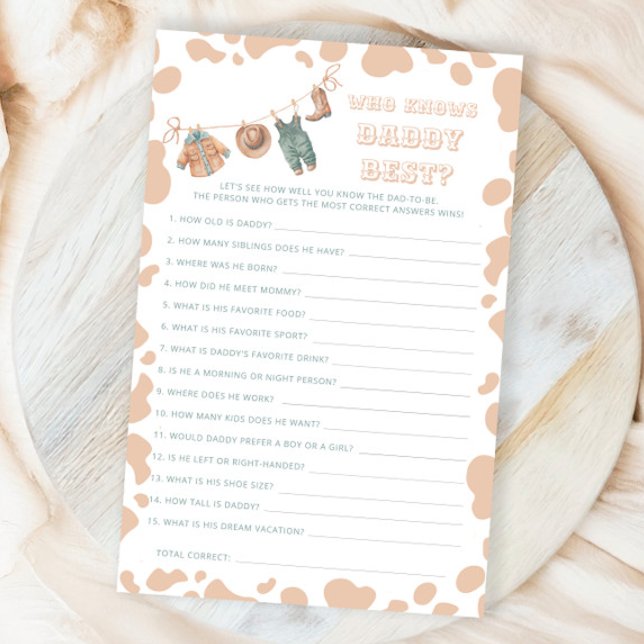 Lámina Cowboy Western Baby Shower que conoce mejor a papá (Subido por el creador)