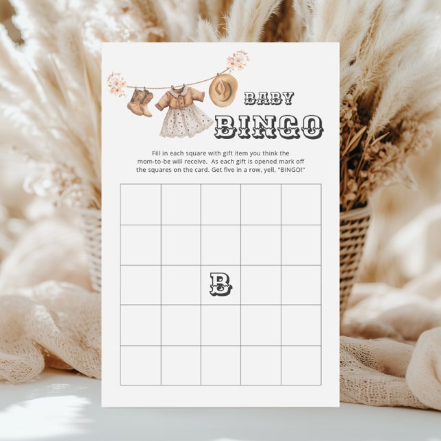 Lámina Cowgirl Western Baby Shower Bingo Game Card (Subido por el creador)