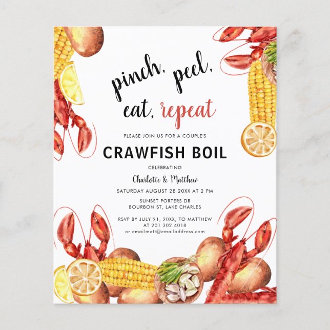 Lámina Crawfish Boil Script Engagement Party Invitation (Anverso)