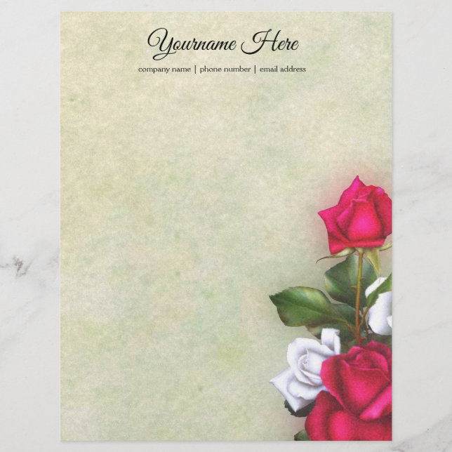 Lámina Crea tus propias rosas rojas y blancas (Anverso)