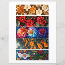 Lámina Crea tus propios 5 encantadores marcapáginas flora