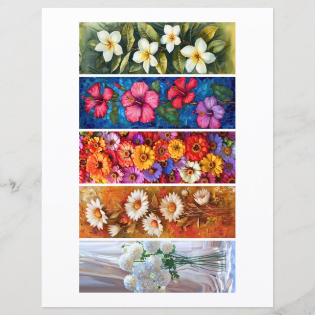 Lámina Crea tus propios 5 marcadores de flores (Anverso)