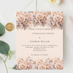 Lámina Cream peach rosas florines boho invitación a la bo