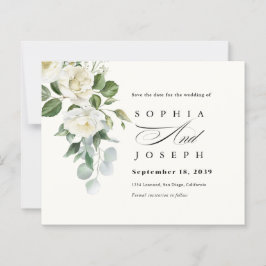 Lámina Creamy Floral Eucalyptus Wedding Save the date