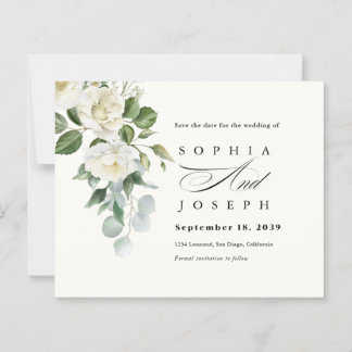 Lámina Creamy Floral Eucalyptus Wedding Save the date