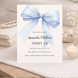 Lámina Crema azul crema beige elegante Sweet 16 invitació