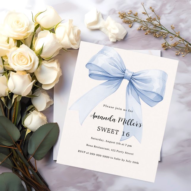 Lámina Crema azul crema beige elegante Sweet 16 invitació (Subido por el creador)