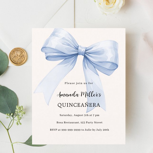 Lámina Crema azul crema elegante invitación a Quinceanera (Subido por el creador)
