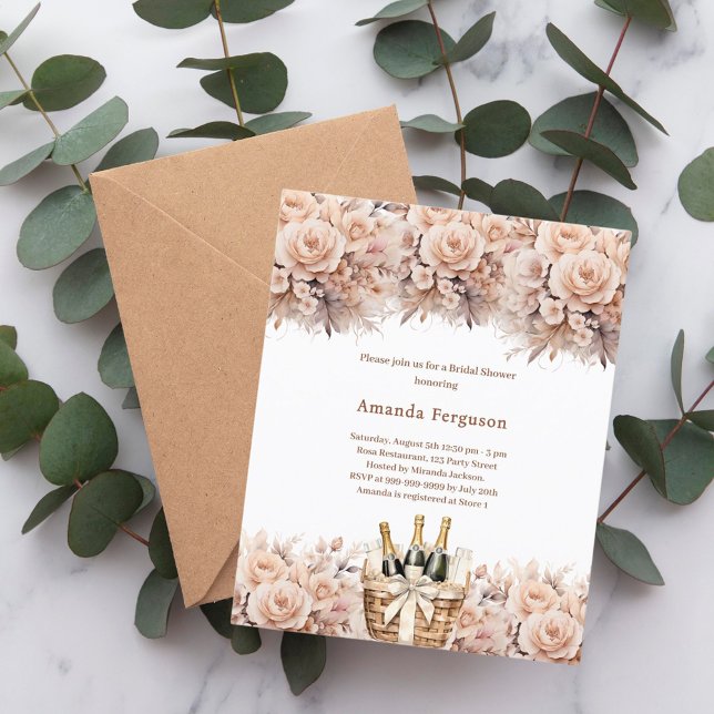 Lámina Crema beige rosas burbujeante Bridal Shower (Subido por el creador)