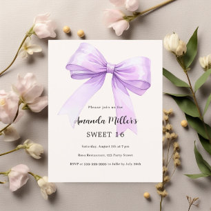 Lámina Crema de arco de lavanda Dulce 16 invitación