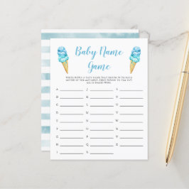 Lámina Crema de hielo azul Baby Name Shower Game