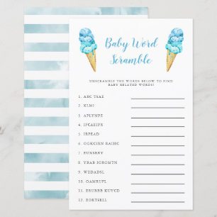 Lámina Crema de hielo azul Bebé Palabra de juego de escra